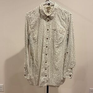 Duluth Trading Artisan Hemp Tunic, Medium, cream and black